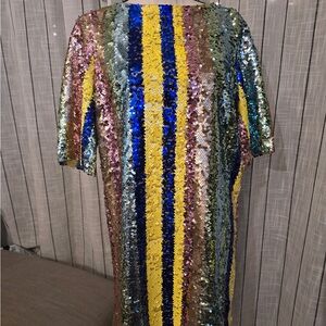 Sequin Striped Midi Dress